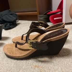 dark brown and tan wedges. Ralph Lauren